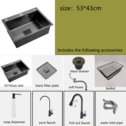 Black Sink 304 Stainless Steel Vegetable Washing Basin