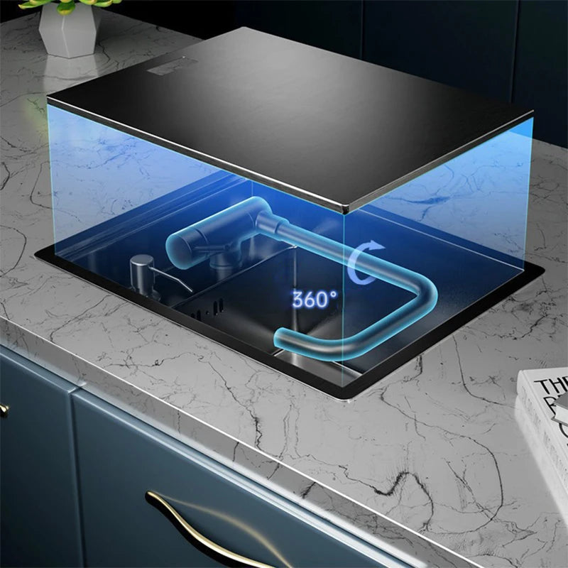 Nano Hidden Bar Sink Black Folding Faucet Mini