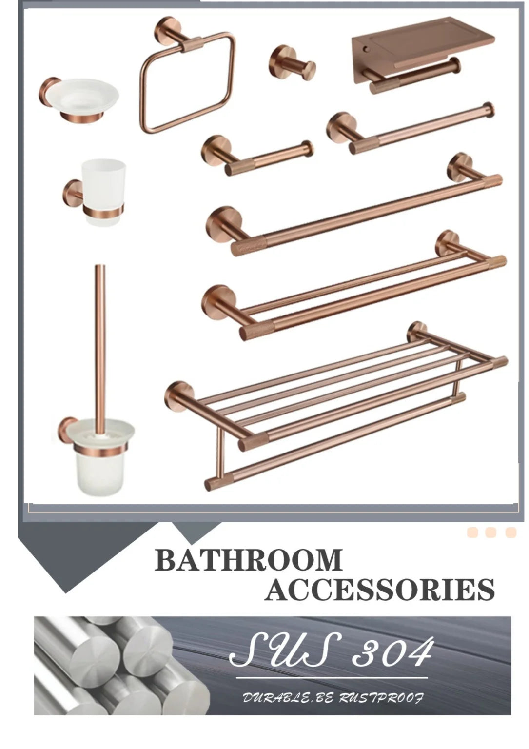 Brushed Rose Gold Toilet Brush Holder Toilet Paper