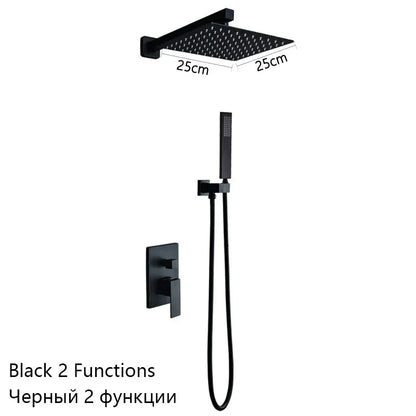 Gray Hidden Shower System Concealed Rainfall Bathroom Shower