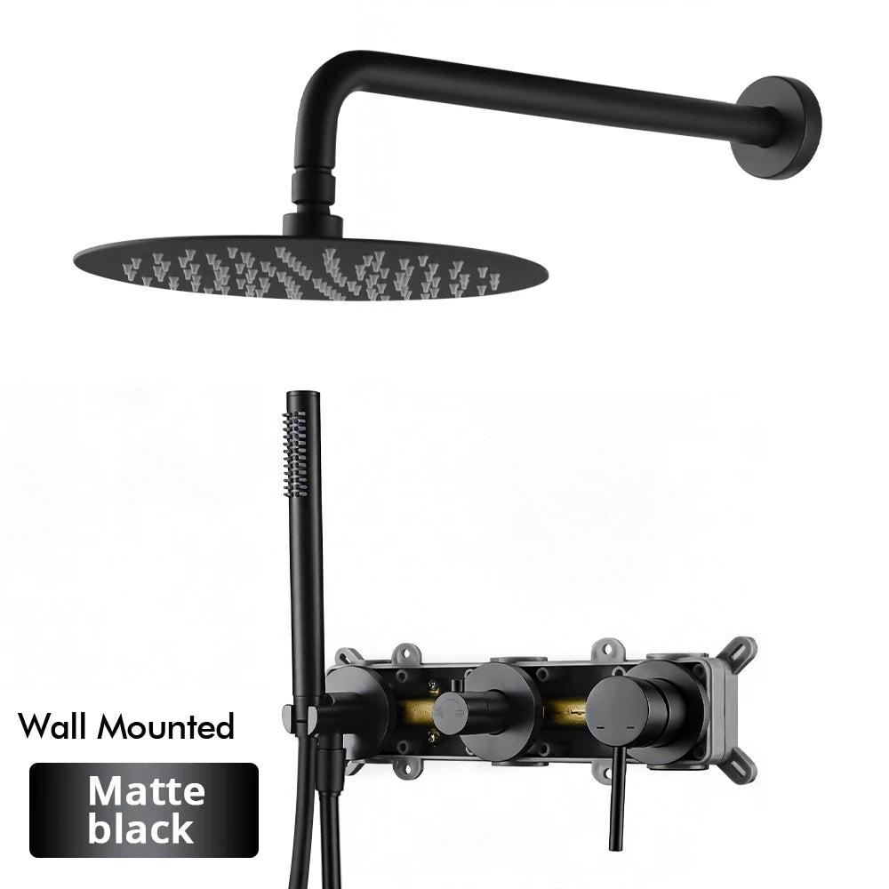 Gunmetal Shower Faucet 8-16 Wall Mounted Concealed Control