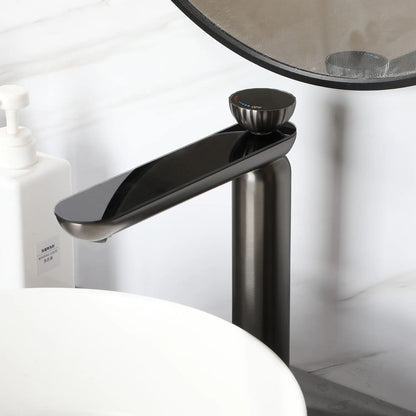 Zappo Gun Gray Digital Display Bathroom Faucet Brass