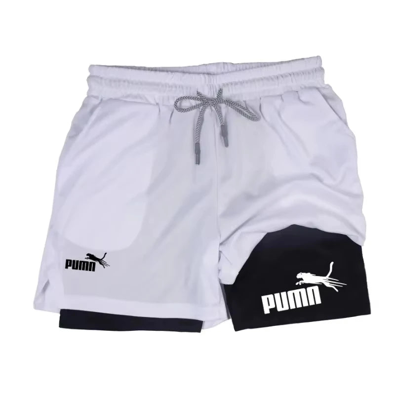 Men Summer Breathable 2-In-1 Double-Layer Compression Shorts