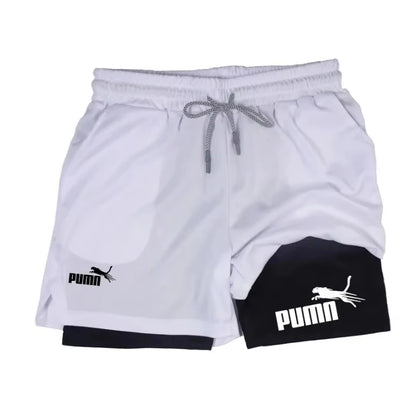 Men Summer Breathable 2-In-1 Double-Layer Compression Shorts