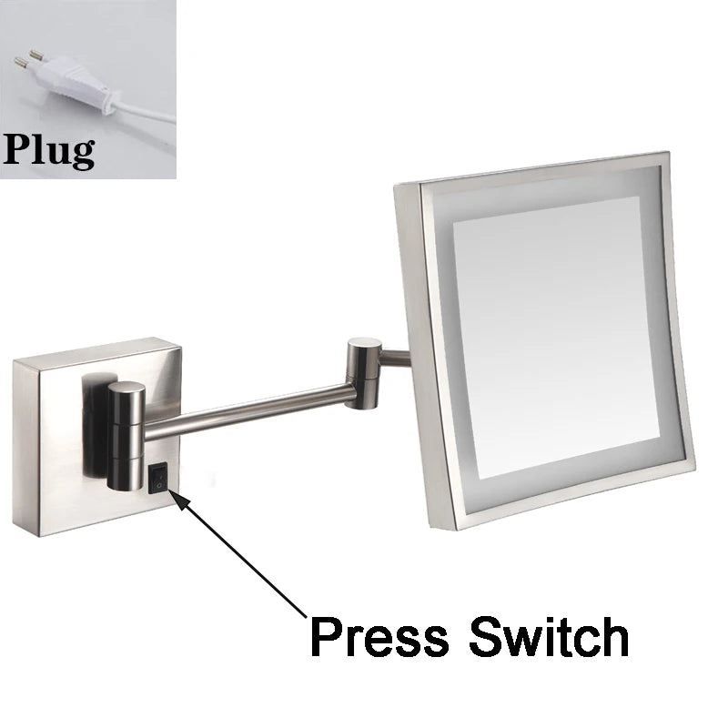 Square Touch Bathroom Mirror Wall Mounted Lighted Bathroom