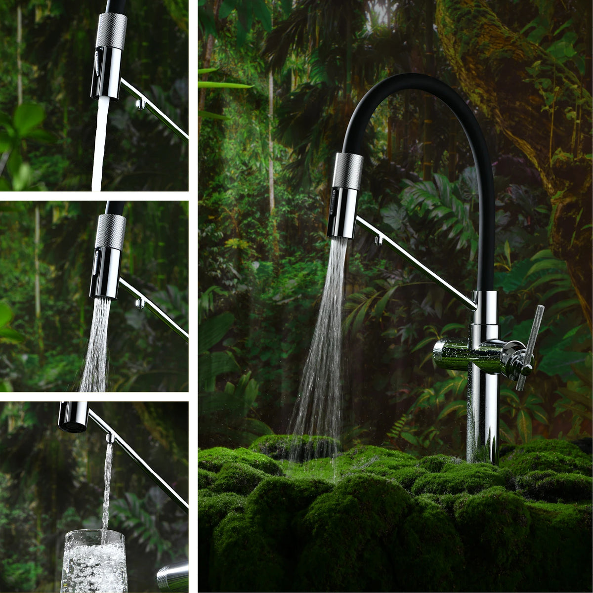 Aitana Brushed Rose Gold Pull-Out Faucet Luxury Drinking