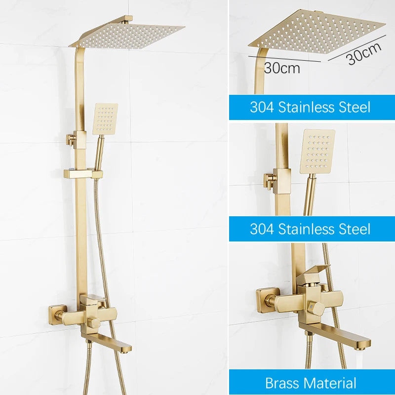 Luxury Rainfall Shower Height Adjustable 15cm Spout Bathroom
