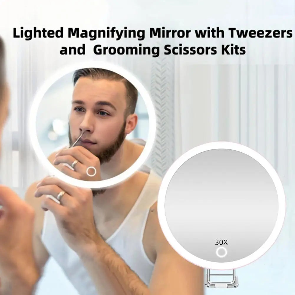 10/20/30x Magnifying Mirror Led Light Tweezers 360 Degrees