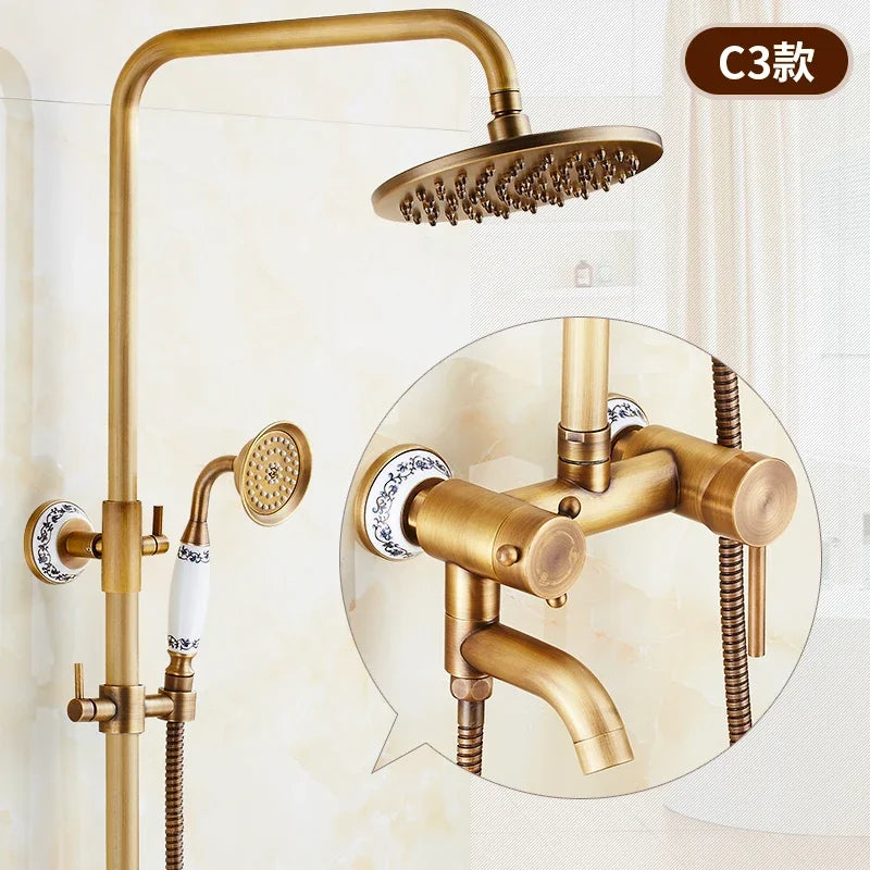Zgrk Antique Rain Shower Faucets Hand Wall Mounted