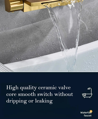 Brushed Gold Bath Shower Faucet Brass Bathtub Faucet