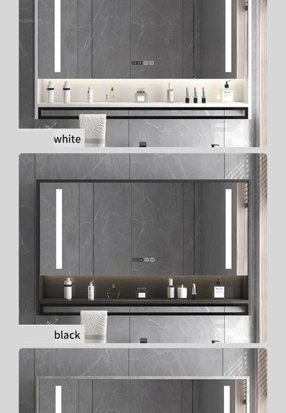 Smart Bathroom Mirror Cabinets Wall-Mounted Backlight Anti-Fog