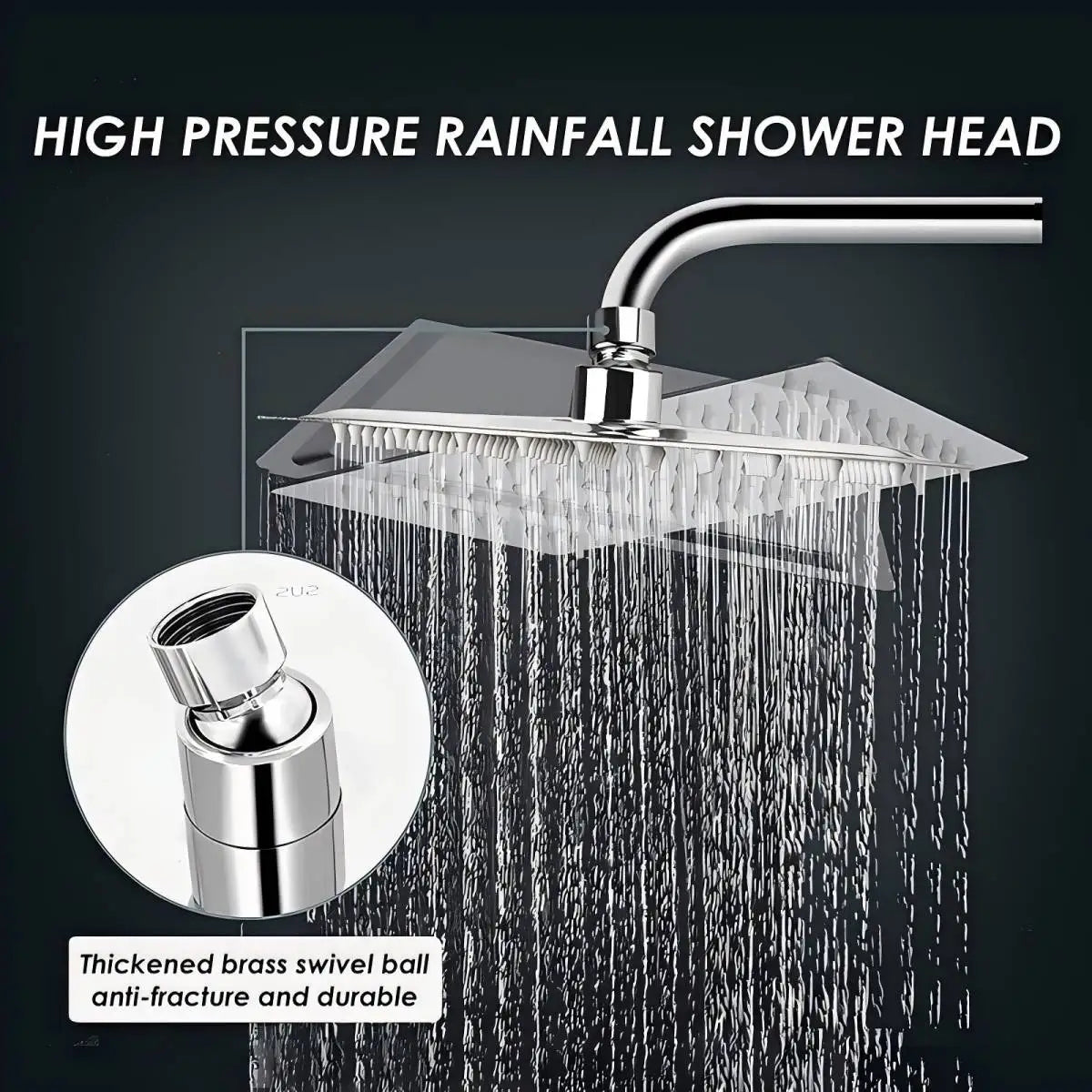 Rain Shower Head 8inch Large Top Spray Square