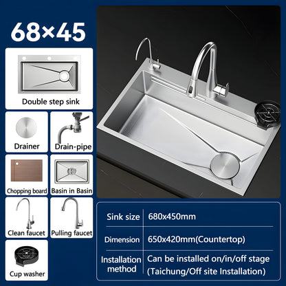 Silver Nano Embossed 304 Stainless Steel Sink Large