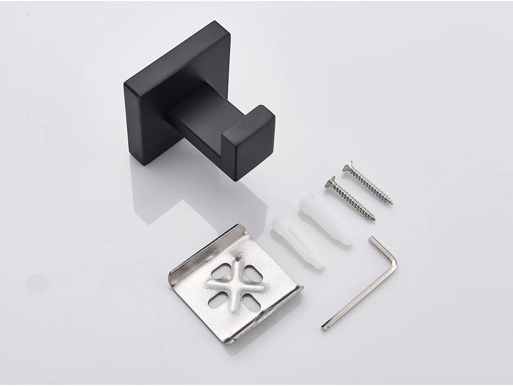 Bathroom Hardware Black Robe Hook Towel Rail Bar