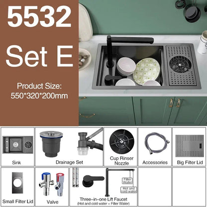 Asras Nano Black Small Size Sink Cup Washer