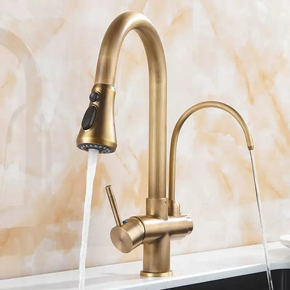 Antique Bronze Faucet Pull Out Water Purifier Sink