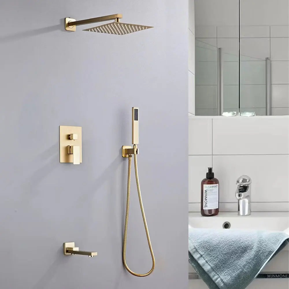 Luxury Brushed Gold/Black/Silver/Grey Hidden Bathroom Shower