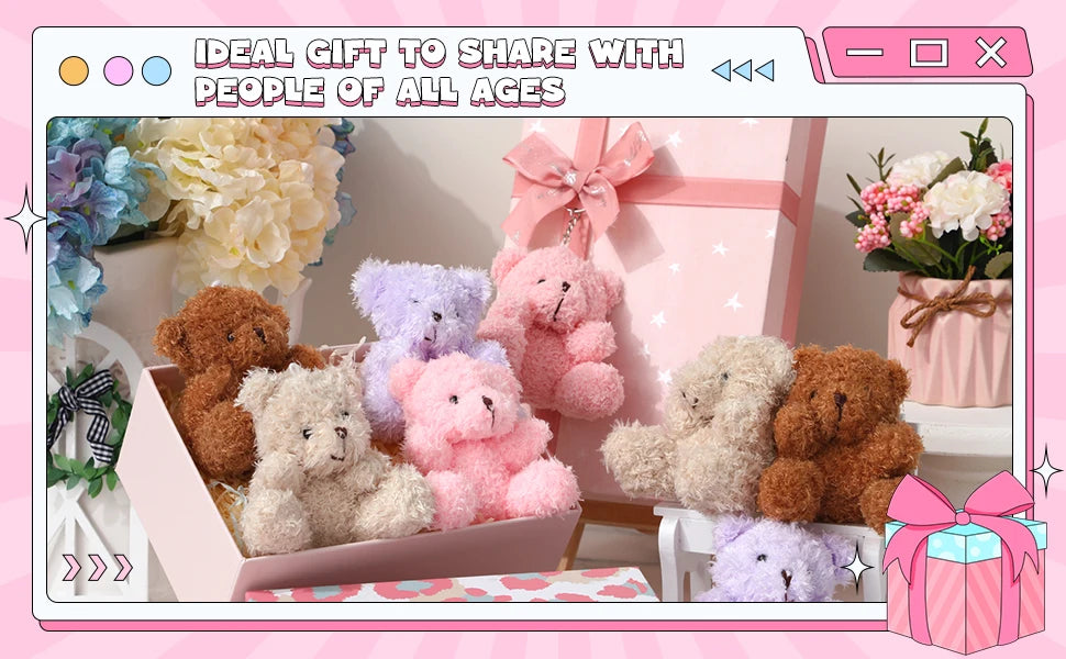 12-96pcs Mini Bear Plush Stuffed Small Teddy Bear