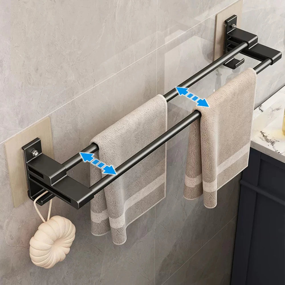 Bathroom Towel Rack Without Drilling Space Aluminum Shower