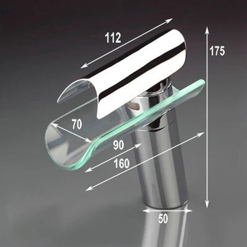Langyo Chrome Bathroom Vanity Basin Glass Waterfall Spout