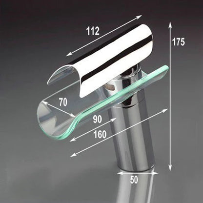 Langyo Chrome Bathroom Vanity Basin Glass Waterfall Spout