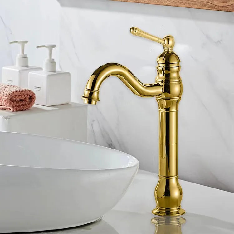 Antique Basin Faucet Brass Handle 360 Rotation Deck