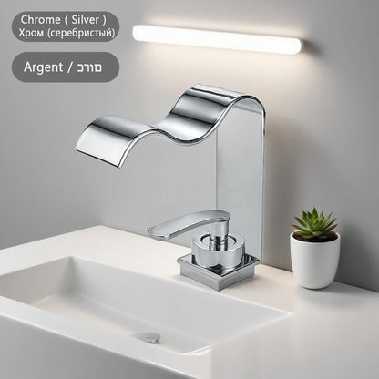 Luxury Brushed Gold Bathroom Sink Faucet Deck Mounted