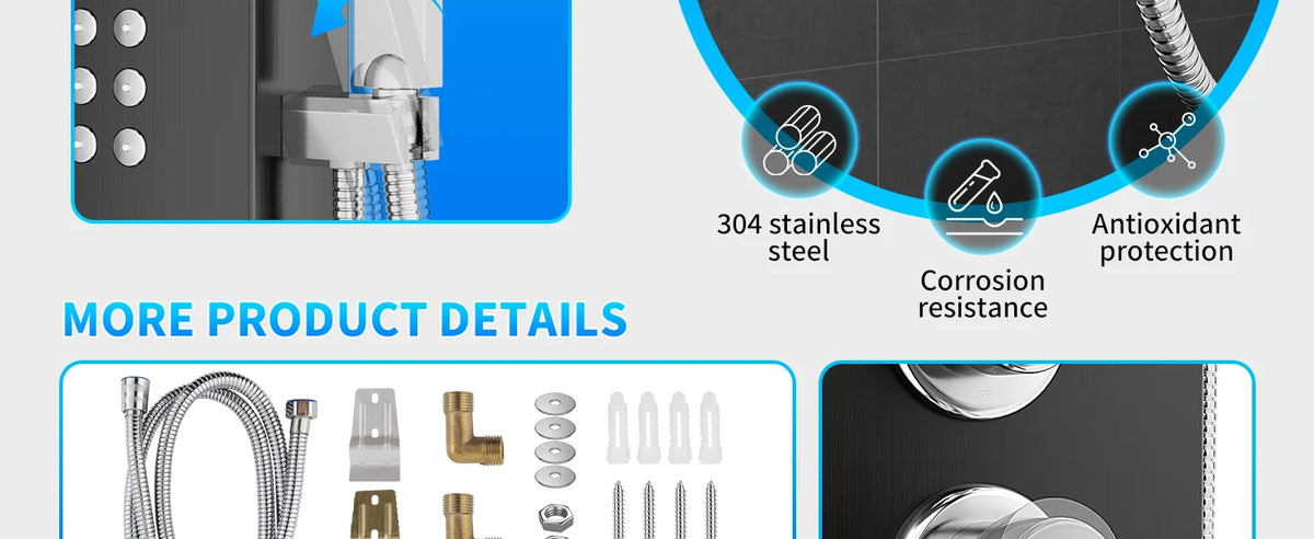 Function Shower Column Panel Stainless Steel Rain Massage