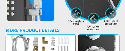 Function Shower Column Panel Stainless Steel Rain Massage