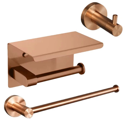 Brushed Rose Gold Bathroom Towel Rack Tissue Rack