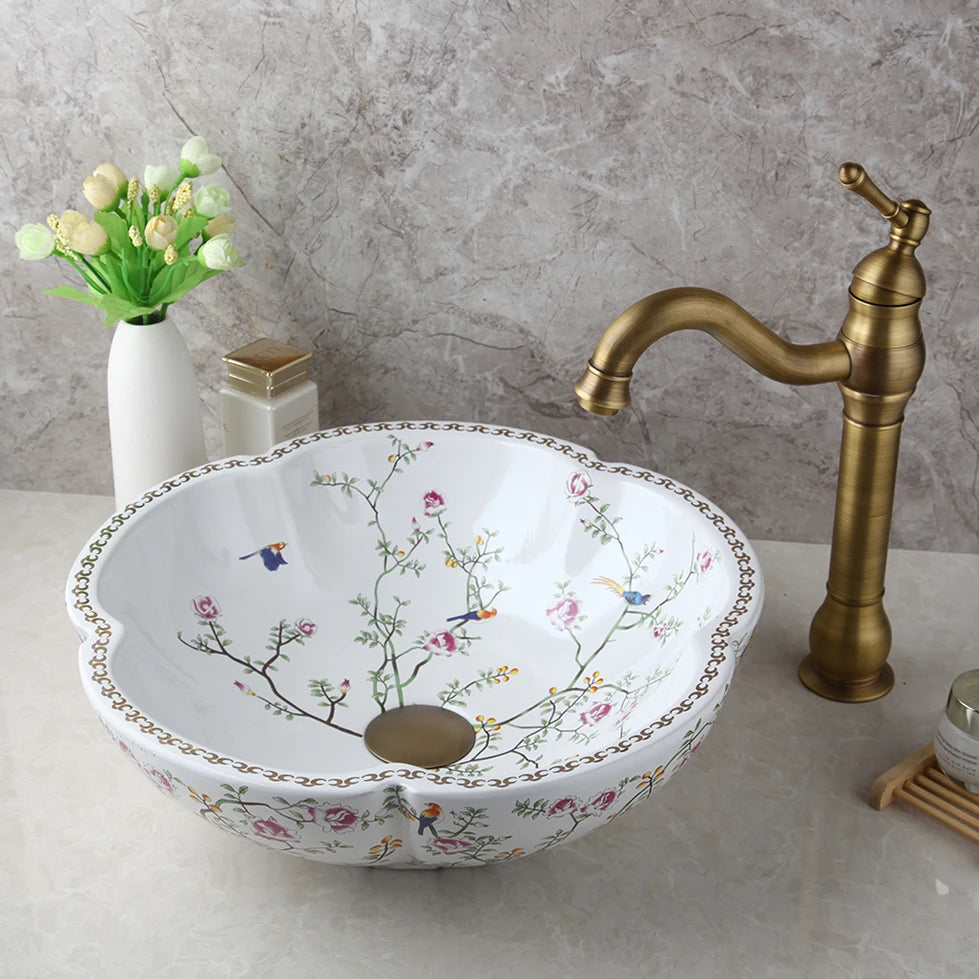 Zappo Above Counter Ceramic Vessel Sink Bathroom Round