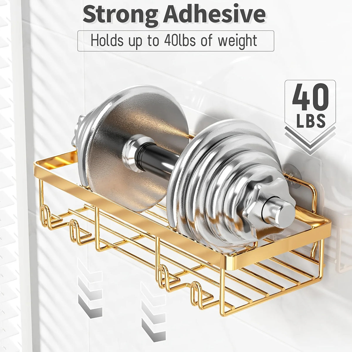 Shower Caddy Adhesive Pack Rustproof Stainless Steel Shower