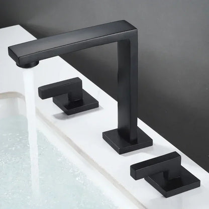 Brushed Gold Basin Faucet Solid Brass Three Hole