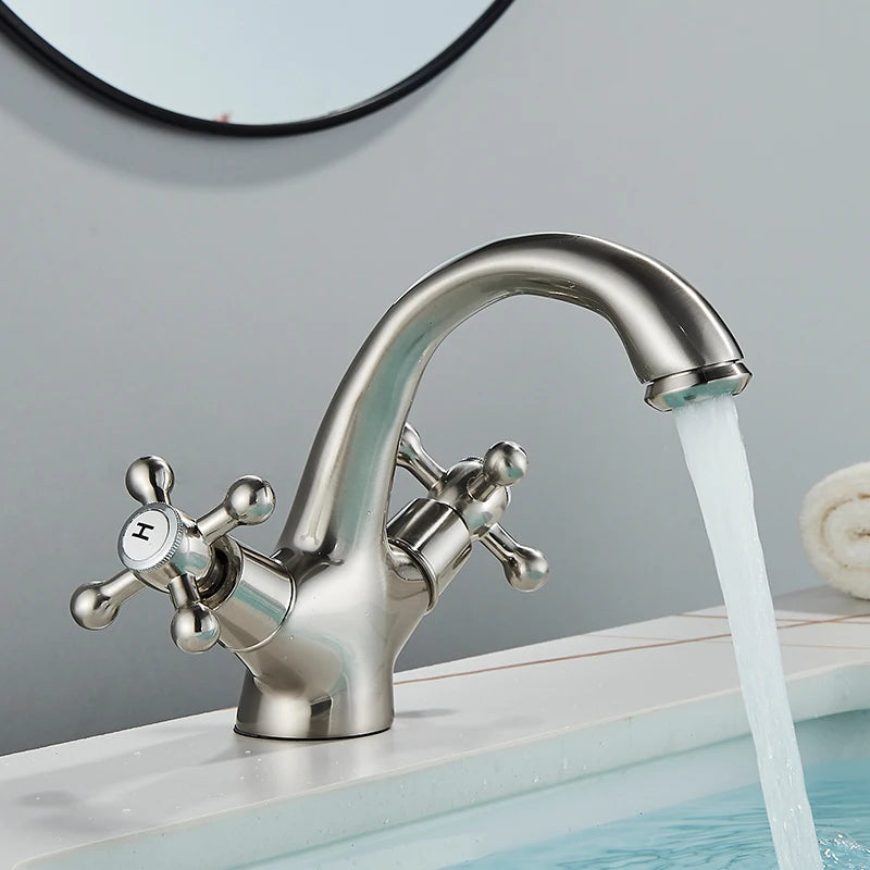 Deck Install Antique Brass Basin Faucet Bathroom Basin
