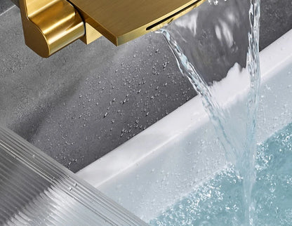 Brushed Gold Bath Shower Faucet Brass Bathtub Faucet