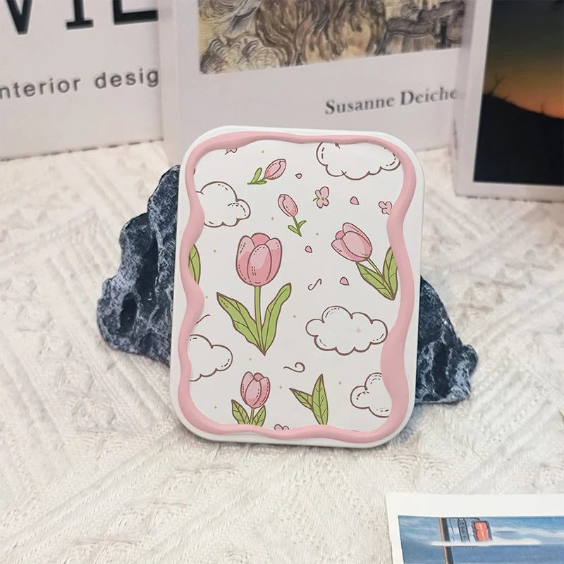 Flowers Flip-Top Folding Makeup Mirror Pocket Mirror Women