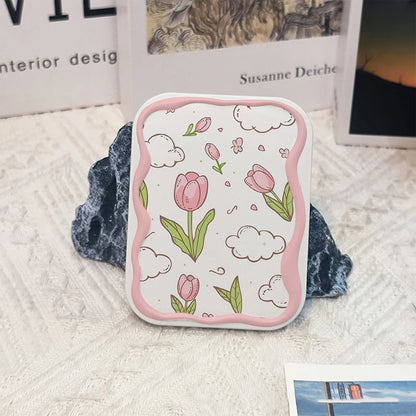 Flowers Flip-Top Folding Makeup Mirror Pocket Mirror Women