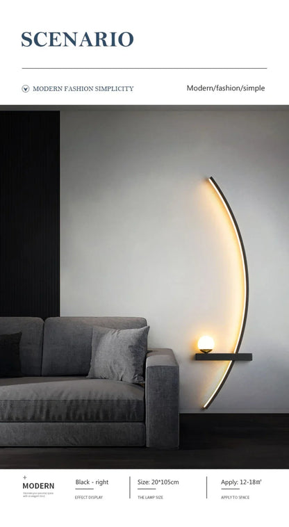 Modern Led Simple Art Bedroom Bedside Wall Lamp