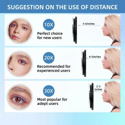 10/20/30x Magnifying Mirror Led Light Tweezers 360 Degrees