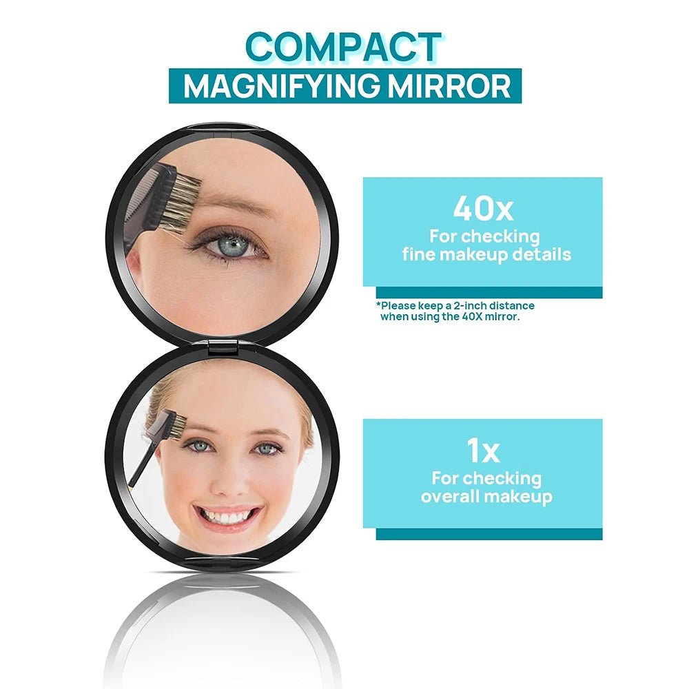 1x/40x Compact Magnifying Mirror Travel Makeup Inch Small