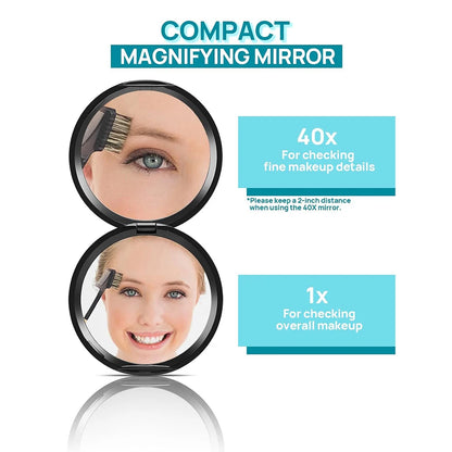 1x/40x Compact Magnifying Mirror Travel Makeup Inch Small