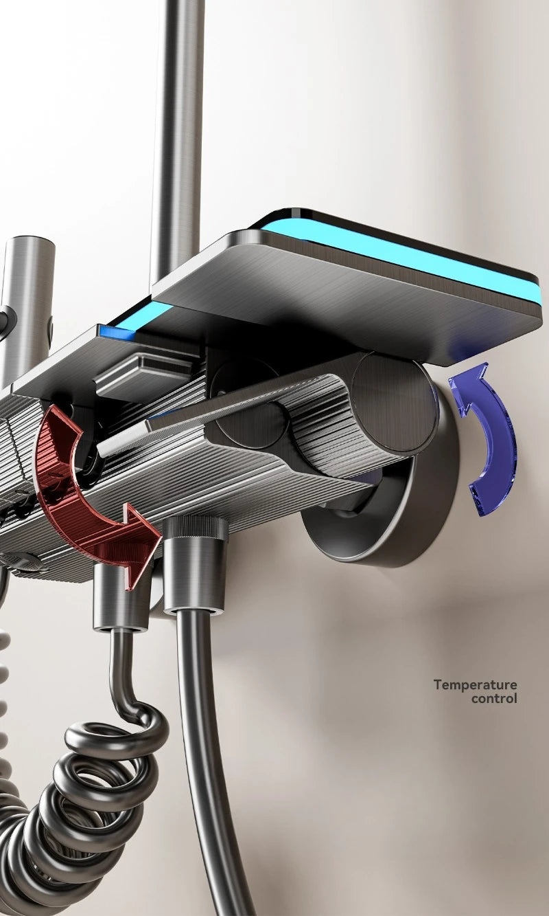 Grey Four Mode Shower System Intelligent Digital Bathroom
