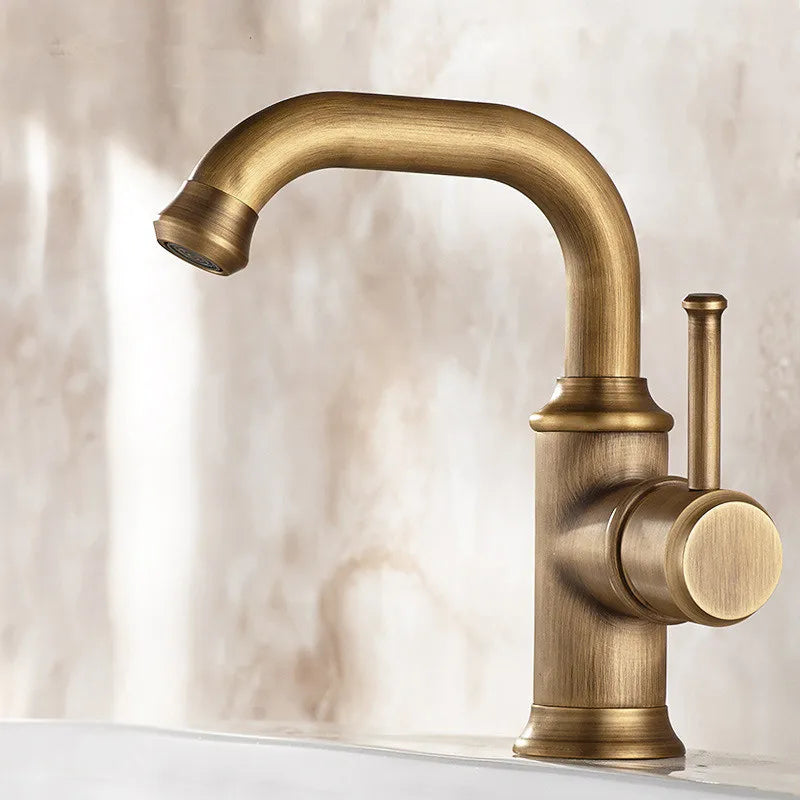Antique Bronze Bathroom Faucet Brass Basin Faucets &