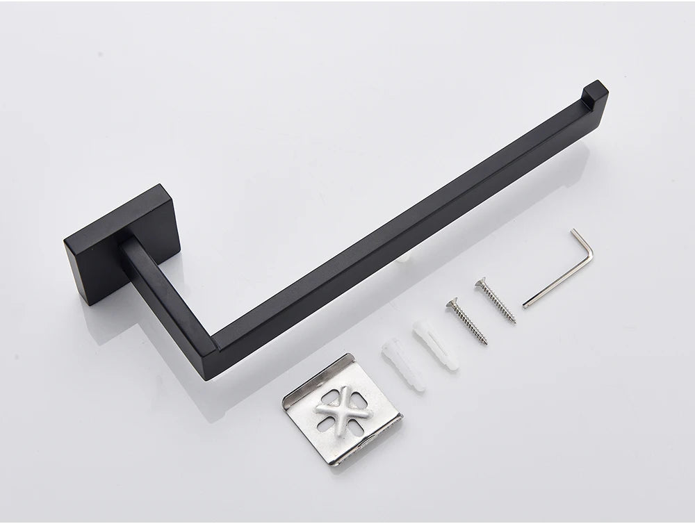 Bathroom Hardware Black Robe Hook Towel Rail Bar