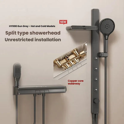 Gun Grey Bathroom Shower System Shoulder Waist Spouts