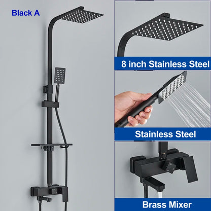 Golden Shower Faucet Rainfall 3/4-Way Bathtub Tap Bathroom