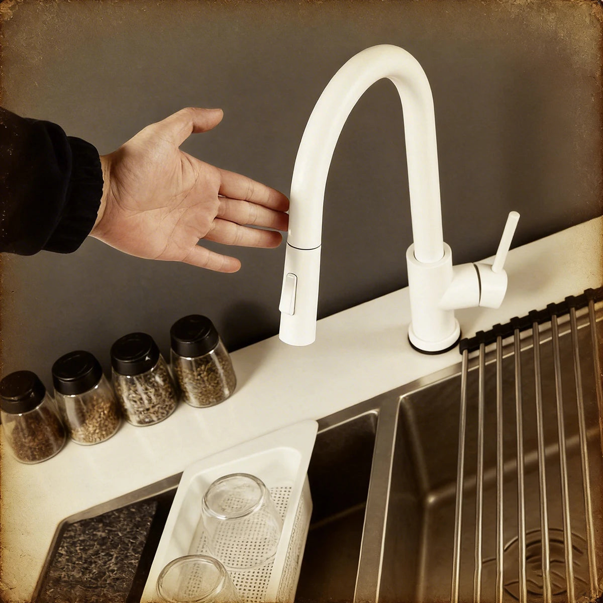 Smart Touch Sensor Sink Faucet Brushed Nickel Pull