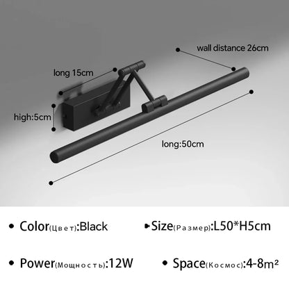 Modern Led Wall Lamp Bathroom Mirror Lamp Retractable