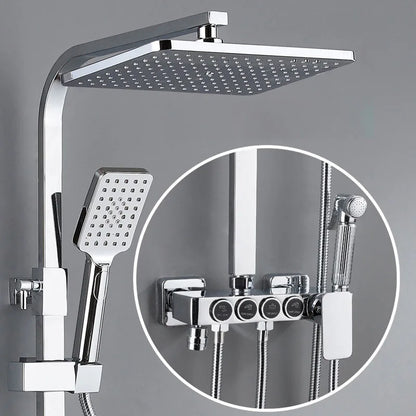 Luxury Thermostatic Bathroom Shower System White Gold Brass