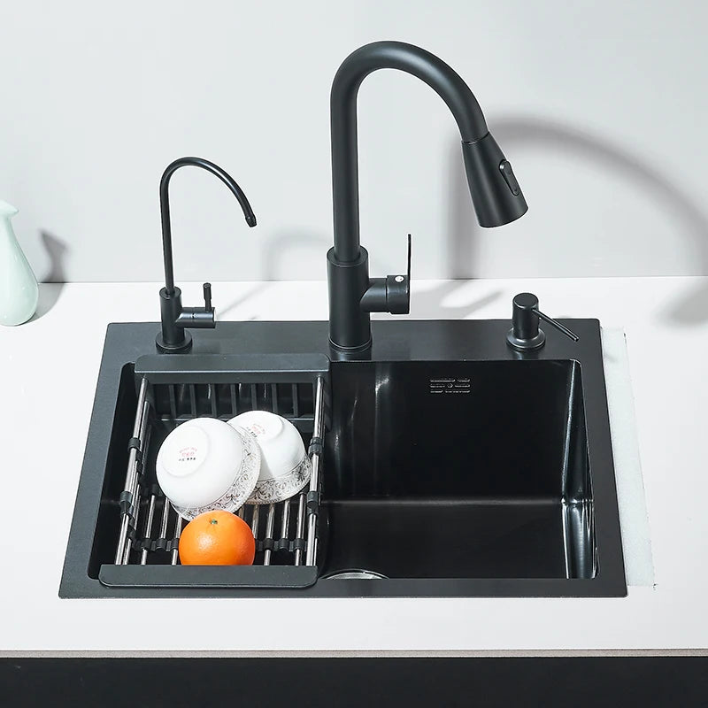 304 Stainless Steel Black/Brushed Nickel Sink Waterfall Faucet